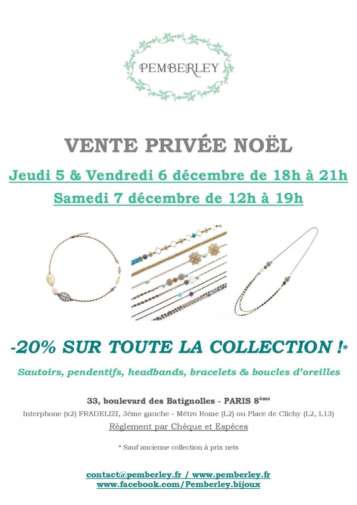 Vente de Noël Pemberley à Paris décembre 2013